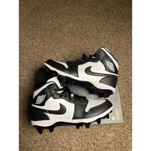 Jordan 1 Mid TD Football Cleats Panda Black White Size 9.5 #3316